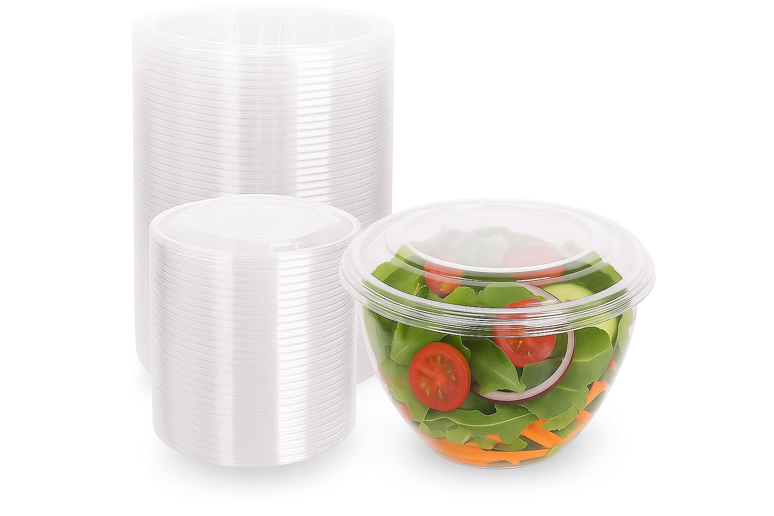 Ruthy's Outlet Plastic Salad Bowls W/Airtight Dome Lids Disposable - Clear Serving Bowls | BPA-Free | Leak-Proof | Meal Prep, Catering, Parties, Takeout, To-Go & Food Storage (25 Pack, 32, Ounce)