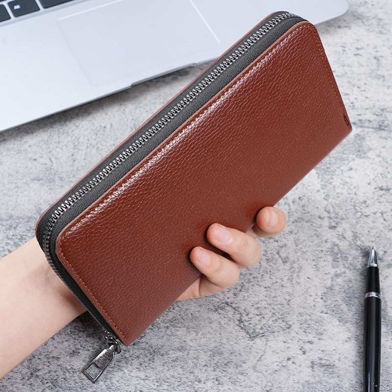 VIDI Pu Leather Long Wallet Men's Zipper Large Capacity
