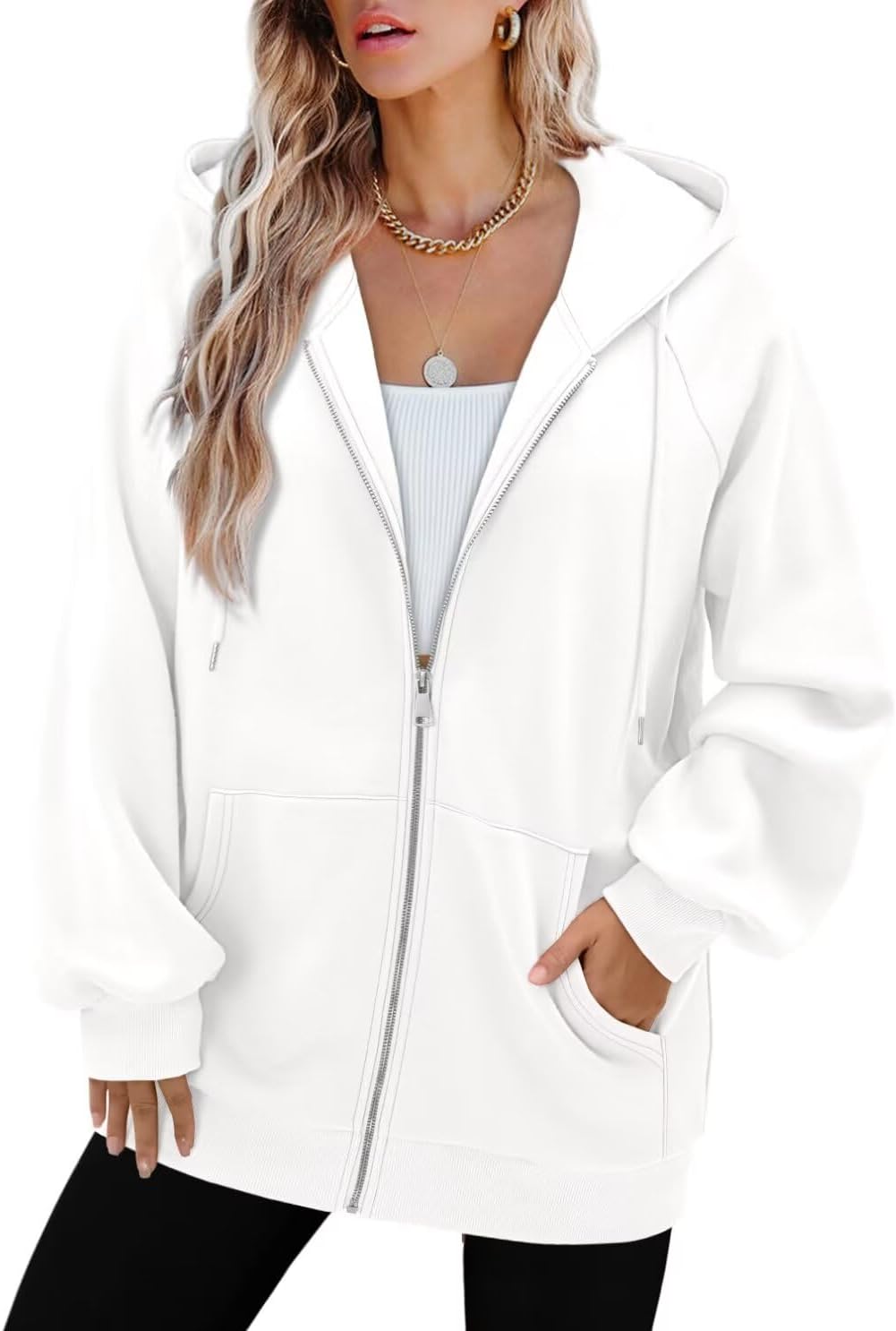 StunShow Women's Zip Up Hoodies Oversized Fleece Long Sleeve Sweatshirts Casual Fall Jacket Coat with Pocket(S-3XL) - Image 4