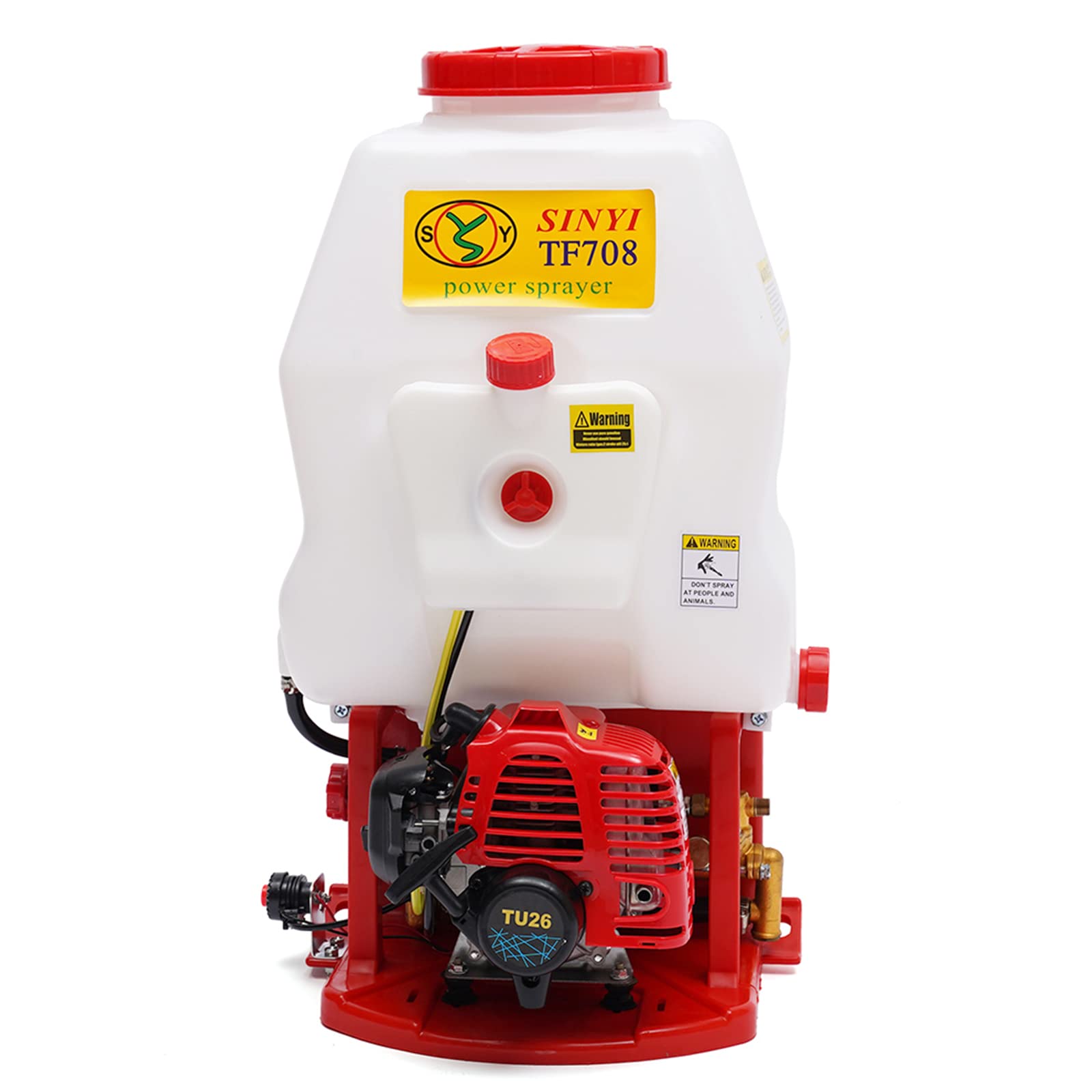 Pulverizador de Mochila a Gasolina 2 Tiempos, Alcance Ajustable, 2-8m con Motor de Inyección y Encendido CDI, Presión Ajustable, Ligero y Portátil para Granjas, Jardines y Parques
