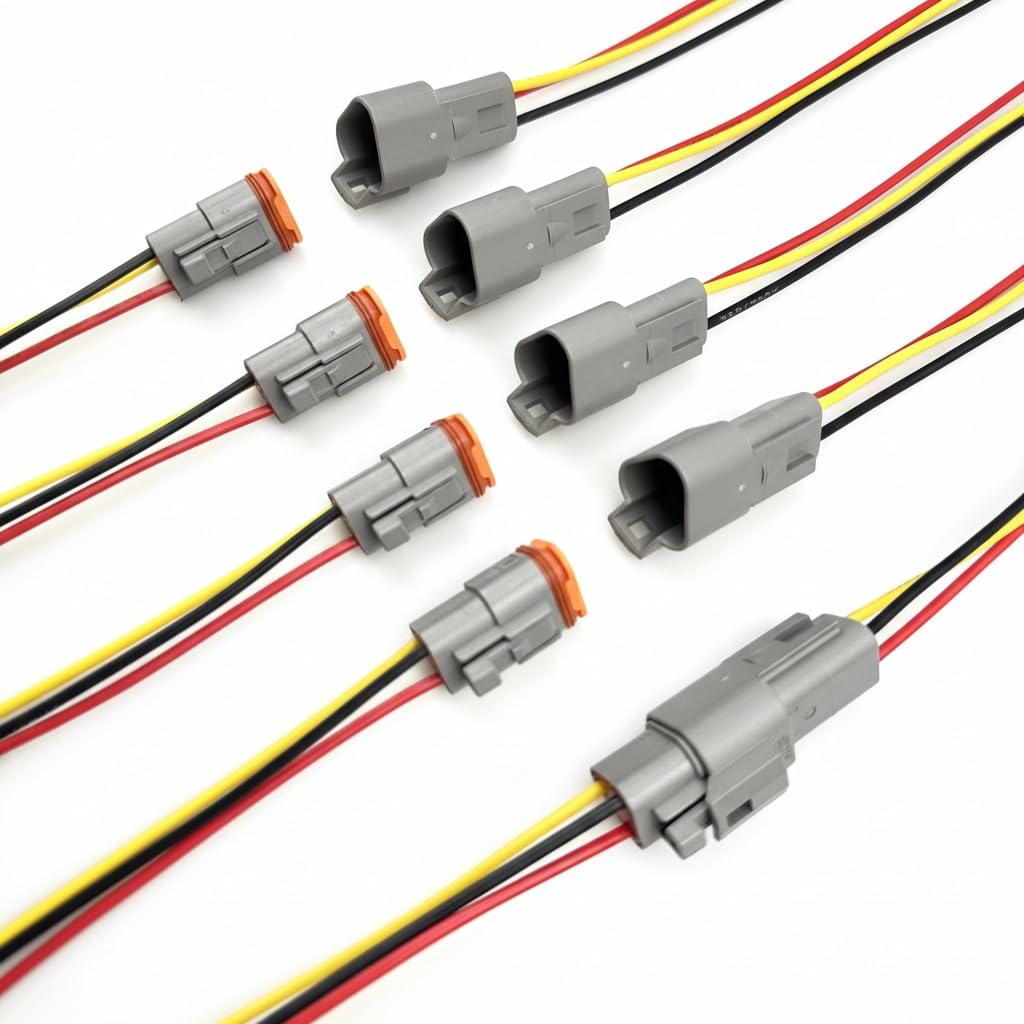 Deutsch DT 3 Pin Automotive Wiring Harness (5 Pairs Gray), 16 AWG Waterproof Male Female Connectors for Car Truck Boats LED Work Light (3Pin-5set)