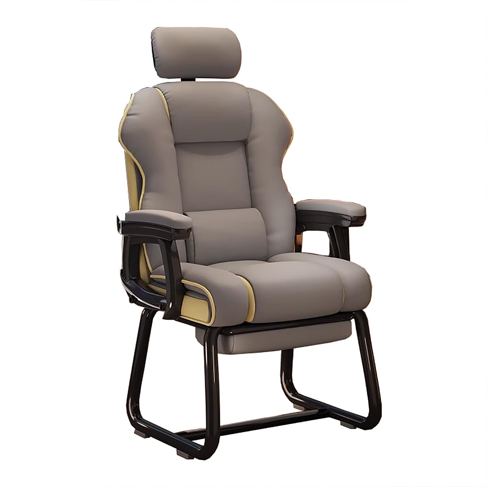 Chaise de bureau ergonomique au rembourrage épais avec appuie-tête réglable confort gris