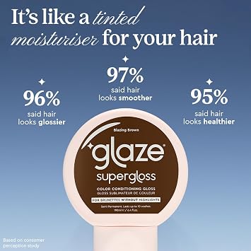 Glaze Supergloss Color Conditioning Gloss Hydrating Semi-Permanent Color Hair Gloss & Shine Boost For Natural Medium to Dark Brown Hair 6.4 Fl Oz - Blazing Brown