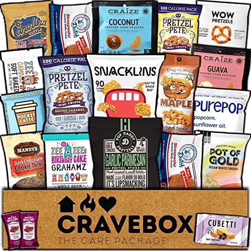 CRAVEBOX Easter Gourmet Specialty Snacks Box Care Package (20ct) Boxes for College Students Adults Healthy Cookies Bar Organic Variety Gift Pack Assortment Basket Mix Sampler Treat Final Exam Office Men Women