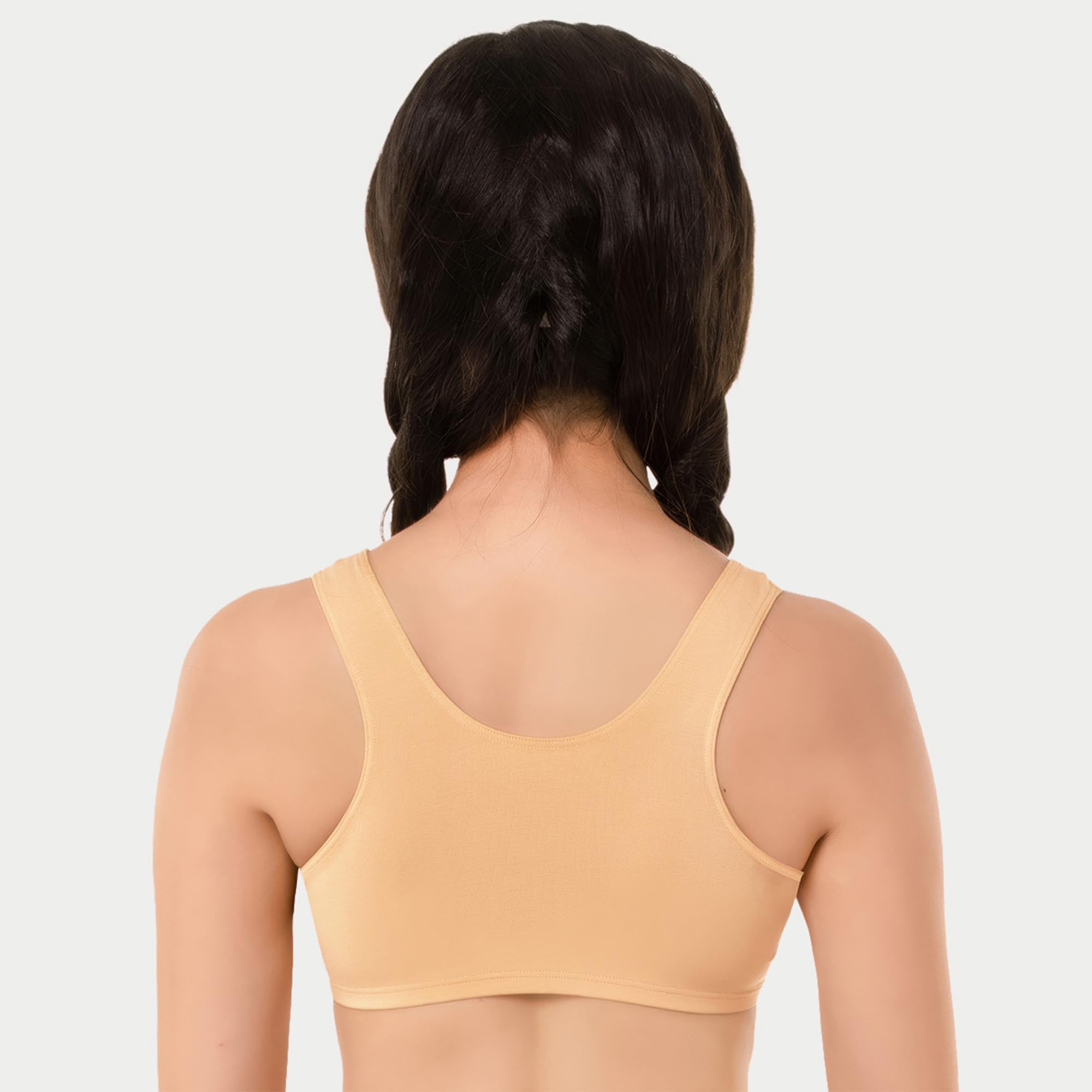Enamor Women's Wide Strap Stretch Cotton Non-Padded Antimicrobial Beginners Pop-on Wireless Teenager Bra Full Coverage Bra - BB01(BB01-Skin-M) - Image 2 thumbnail