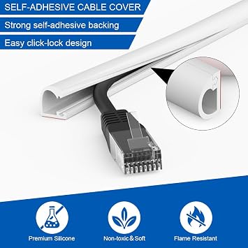 Mini White Cable Trunking, Cable Tidy Hider(3M, D14)