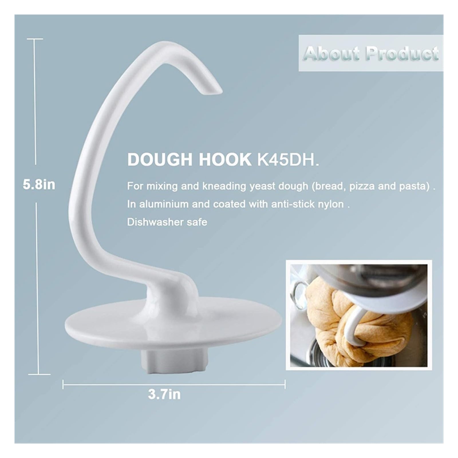 NieKe Repuestos for batidores, Accesorios for mezcladores de Repuesto for electrodomésticos de Cocina, compatibles con Gancho for Masa Kitchenaid K45HD