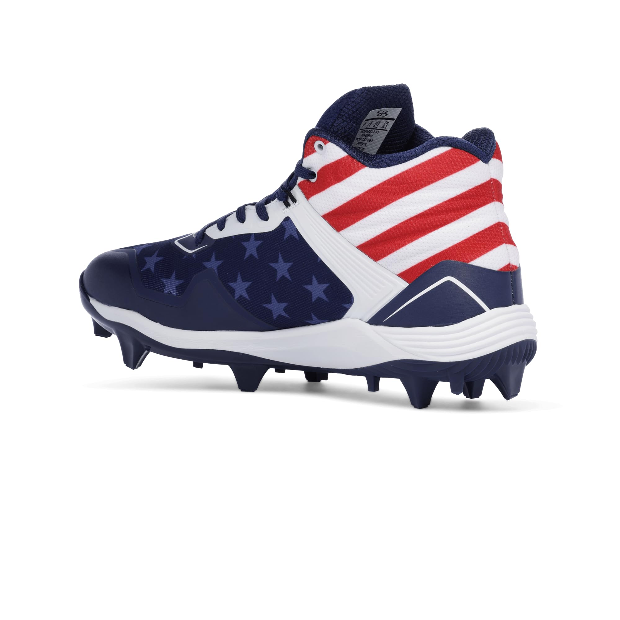 Boombah Viper Men's USA One Nation Molded Cleat Mid Navy/White/Red - Size 11