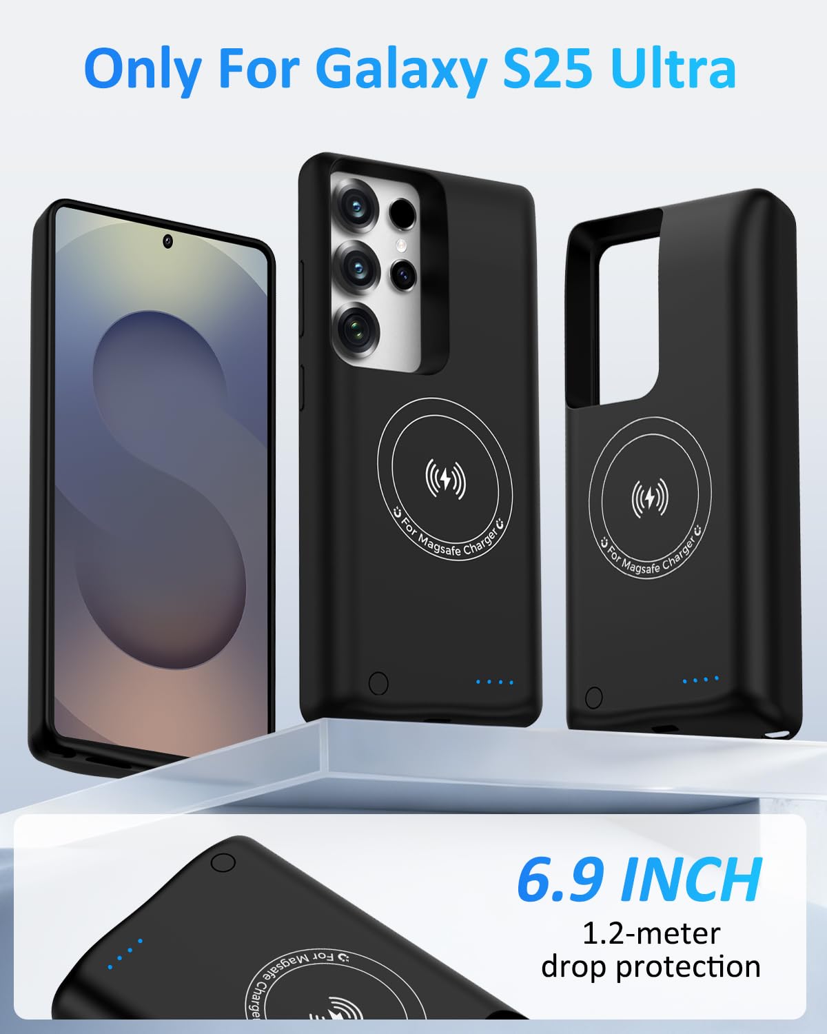 Akkuhülle für Samsung Galaxy S25 Ultra (15000mAh),Tragbares GAN-Tech Ladegerät Wiederaufladbare Schutzhülle Akku Hülle Externe Handyhülle Batterie Power Bank für Galaxy S25 Ultra(6,9‘’)