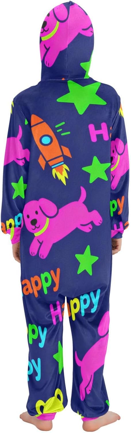 Unisex Onesie Pajamas Soft Warm Hooded Sleepwear Holiday Loungewear for Christmas Home 4-14Y