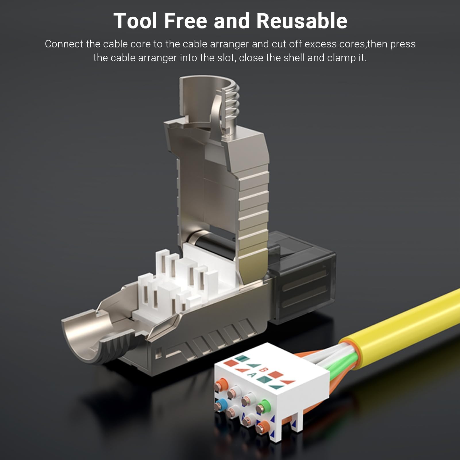 Confezione da 6 connettori RJ45 CAT8 (40G/2000MHz) – Connettori senza attrezzi, doppia schermatura per cavo LAN schermato 22-24 AWG – Compatibile con Cat6A/Cat7 – Protezione PoE+ ed EMI