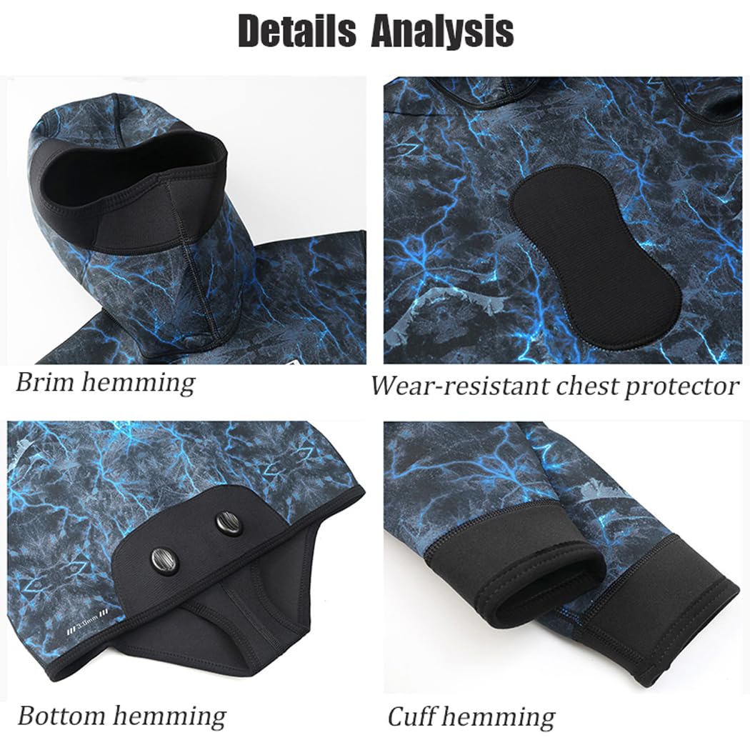 LANGWEI Muta in Neoprene da 3 MM per Uomo, 2 Pezzi Muta Mimetica per Pesca Subacquea Immersioni in Apnea Acque Fredde Costume da Bagno per Immersioni, Surf, Nuoto E Kayak.