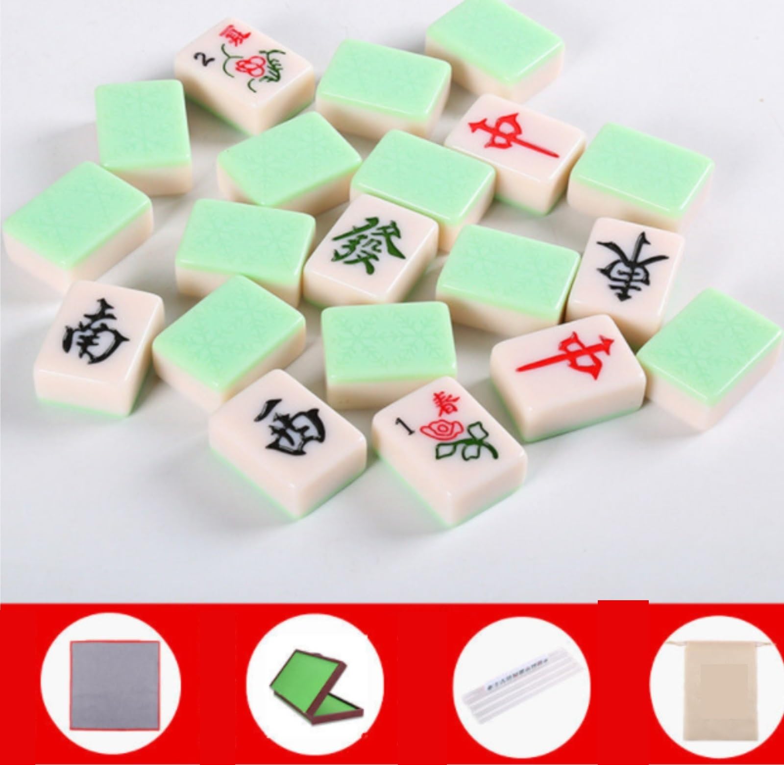 Chinesisches Mahjong Mahjong-Set, Mahjong-Set, Partyspiel, Traditionelles Spiel Mit Klapptisch, Aufbewahrungstasche, 144 Spielsteine Für Familie Reise Spiel(B)