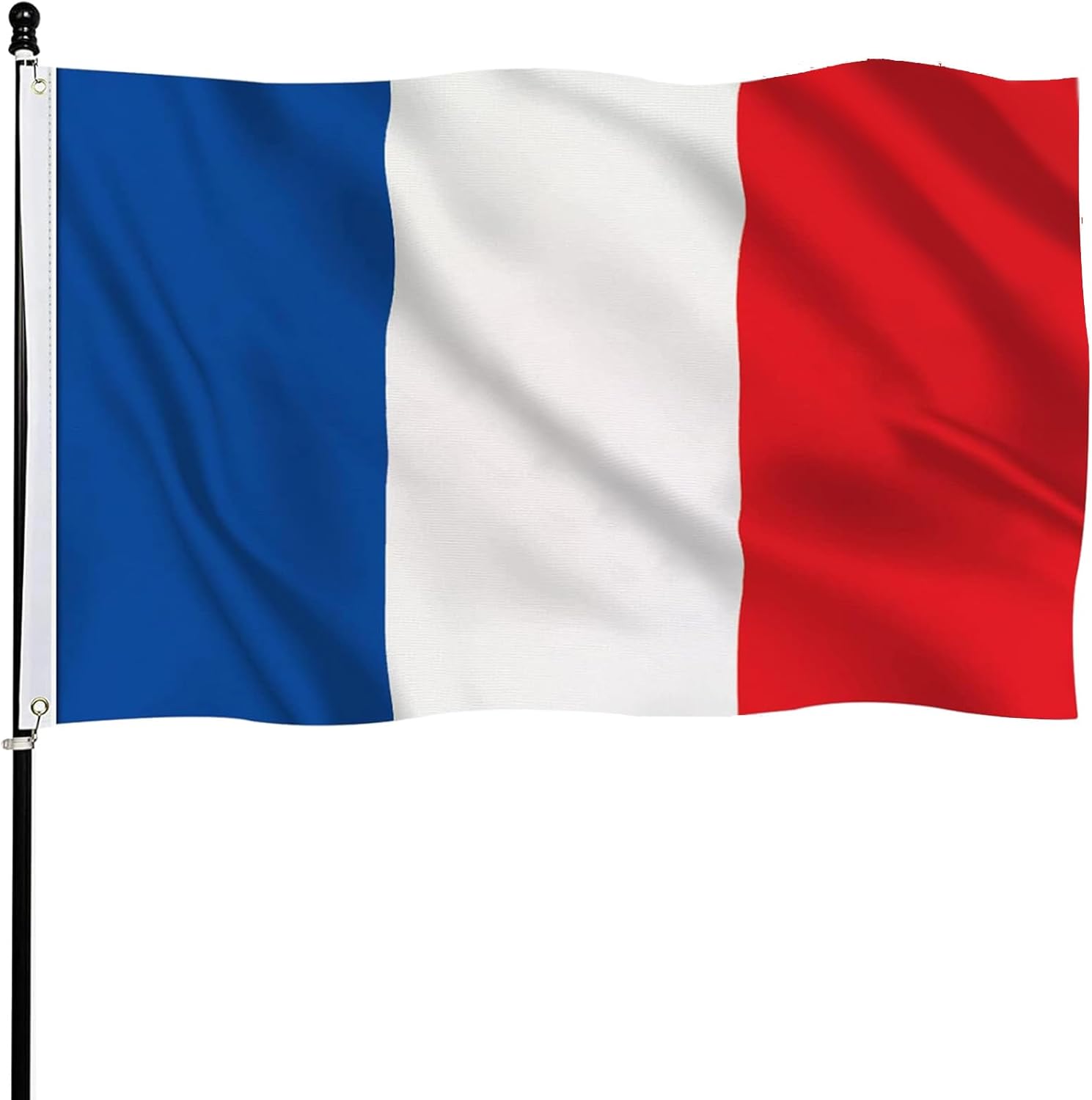 tnpun French Flag 3x5 Outdoor Double Sided France Flags Vivid Color Heavy Duty 210D Nylon Cloth National Country Flags with 2 Brass Grommets 4 Rows of Stitches