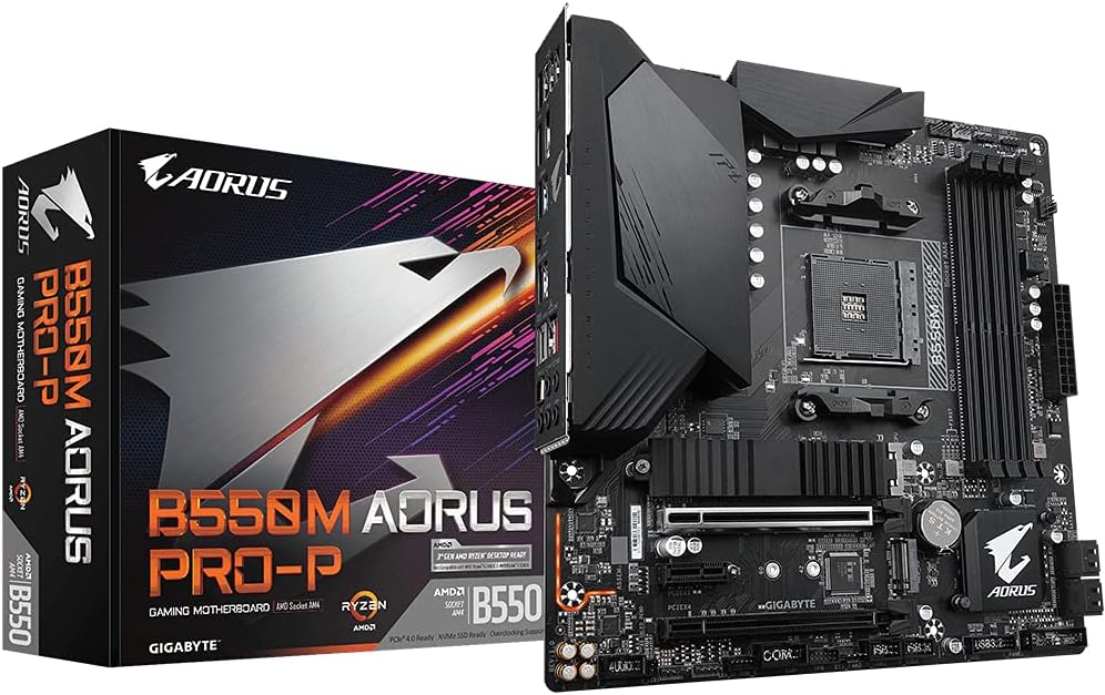 Gigabyte B550M AORUS PRO-P Micro ATX Motherboard for AMD AM4 CPUs (Renewed)