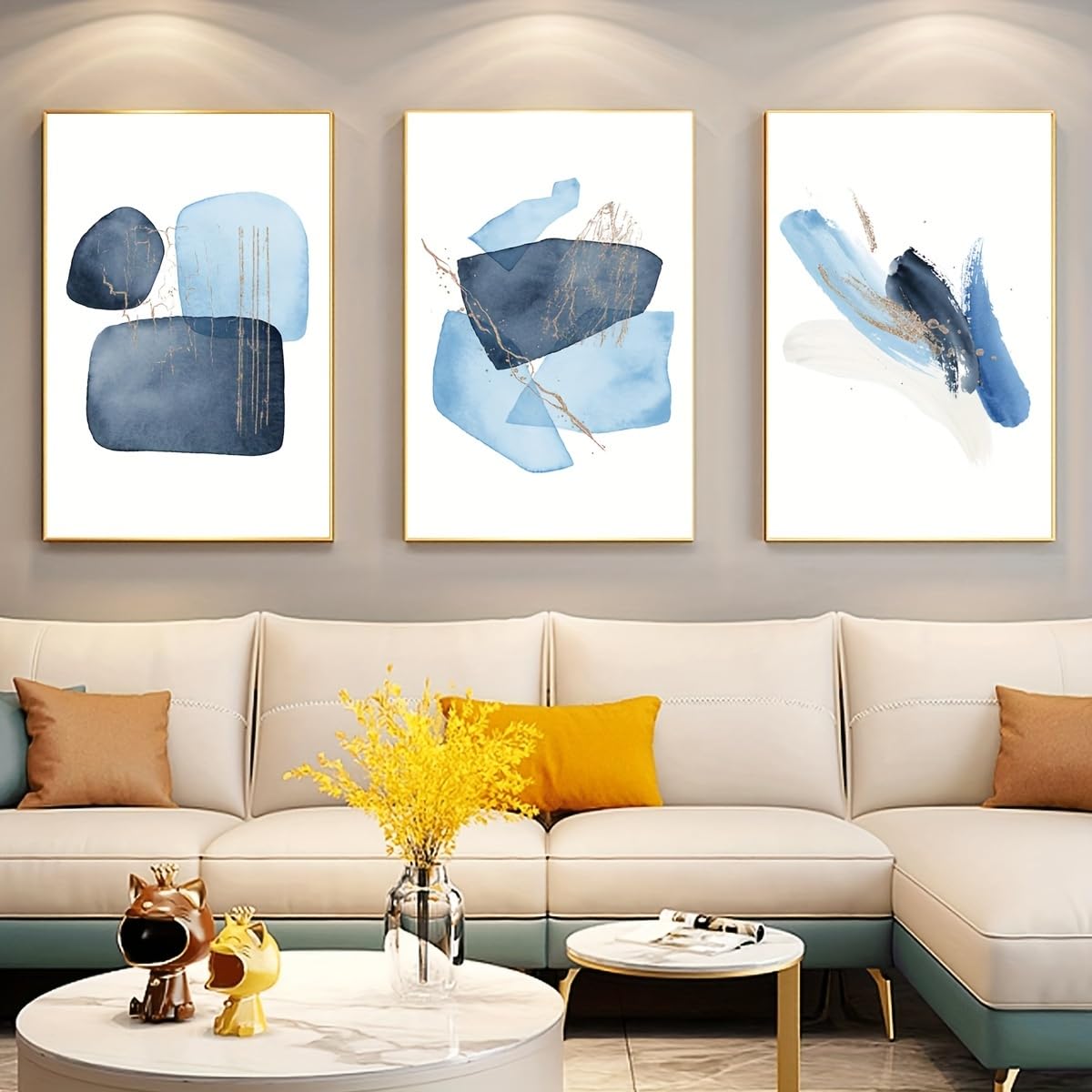 EGJEPWFH Minimalist Ink Art Canvas Prints, Featuring Marble Patterns, Stylish Abstract Artwork, Easy Aesthetic, Nordic Home Decor(50x70cmx3/NO frame)