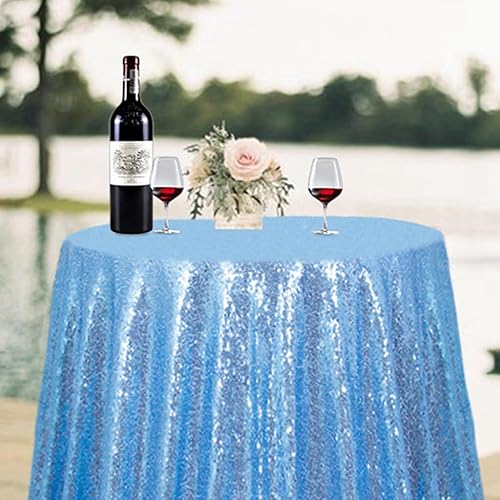 Vista 72 de ShiDianYi Mantel redondo de 90 pulgadas, mantel de lentejuelas color fucsia con purpurina para tarta, postre brillante, para fiesta de cumpleaños