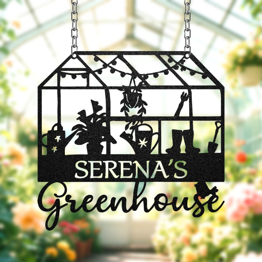 Personalized Greenhouse Sign, Metal Yard Signs, Rustic Greenhouse Wall Art Decor, Botanical Garden Decor, Allotment Signs, Cottage Garden Shed Potting Shed Sign, Custom Gardening Gift