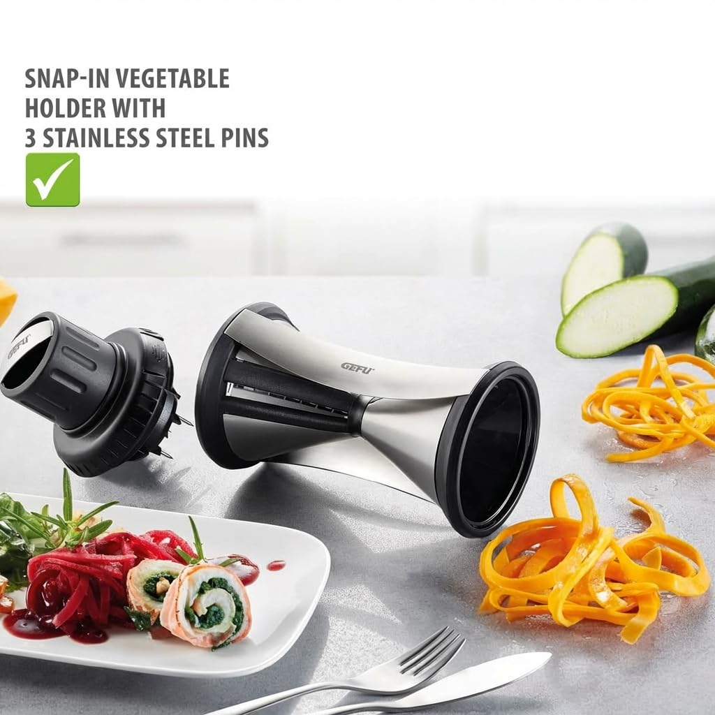 GEFU Spirelli XL spiralna krajalnica spiralna do warzyw do produkcji spaghetti, makaronu z cukinii, zoodles
