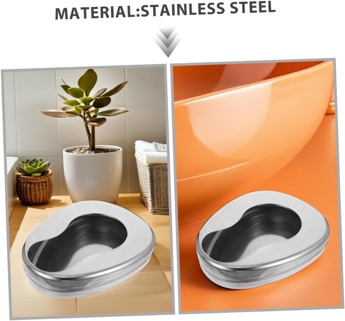 2pcs Stainless Steel Bedpan for Elderly and Bedridden Patients, Adult Metal Bed Pan for Household Use, Portable Nighttime Urinal Aid Without Lid
