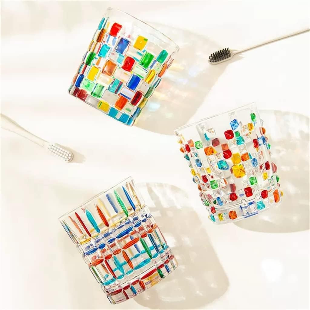 3 Colored Mouthwash Cups Home Brushing Cup Wash Couple Pair of Glass Toothbrush