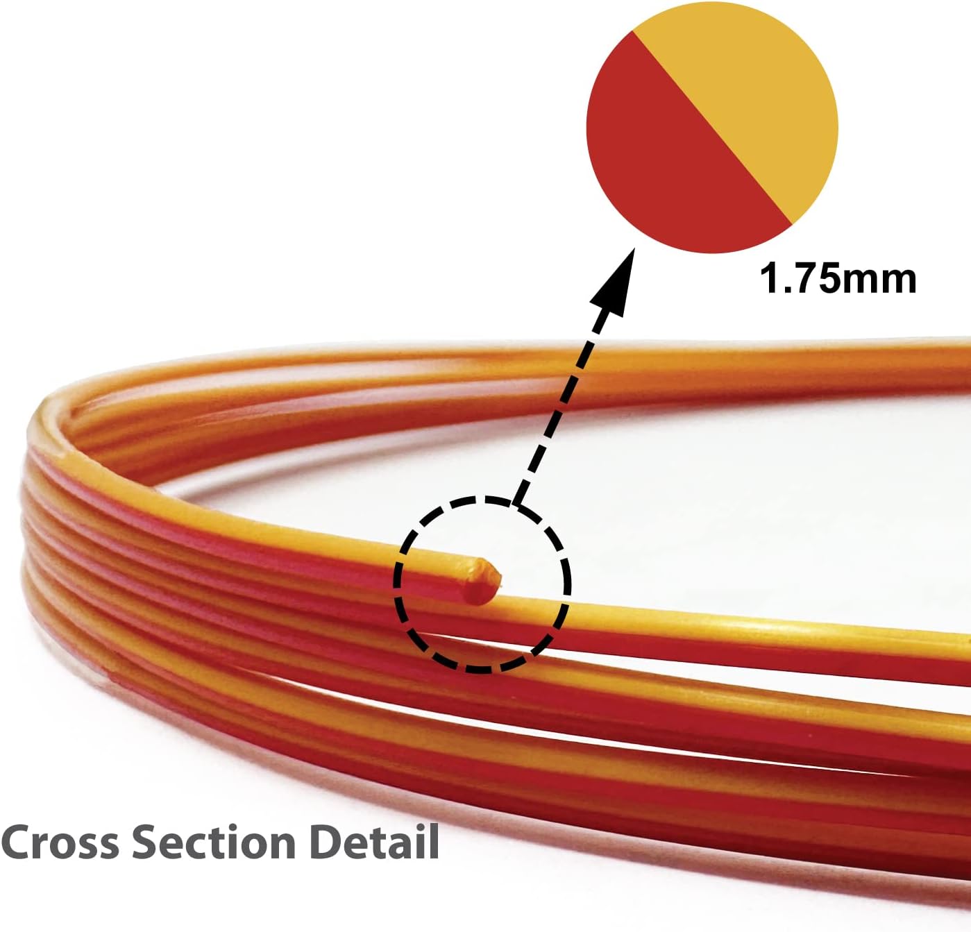 Gizmo Dorks Shiny Silk Filament 1.75mm 1kg Dual Two-Tone Color, Gold Red