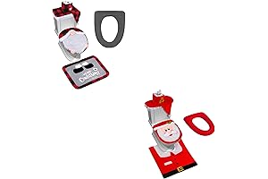 D-FantiX 3D Nose Santa Toilet Seat Cover and Rug Set