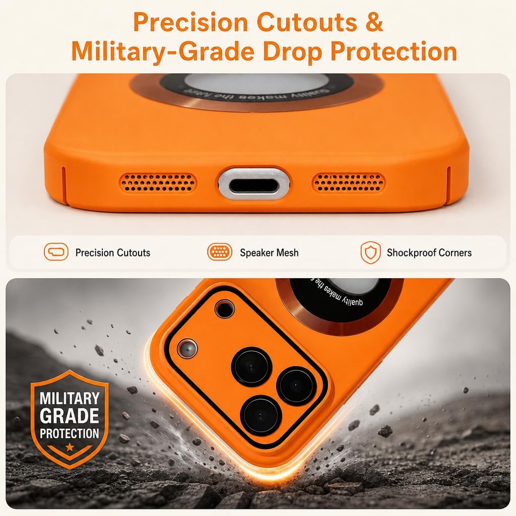 Magnetic Matte Protection Case for iPhone 14 Pro Max,Orange image 4