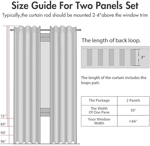 Miniatura 8 de MIULEE Cortinas 100% opacas de 90 pulgadas de largo, cortinas y cortinas de lino para dormitorio, pestaña trasera, sala de estar, oscurecimiento