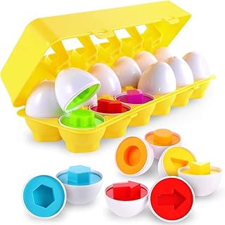 CANSHOW Matching Egg Set - Toddler Toys - Toddler Games-Educational Color & Shapes & Fine Motor Skills Learning Toy Toddler boy Girl Toys Easter Eggs Gift Ages 3 Years Old & up (12 Eggs)