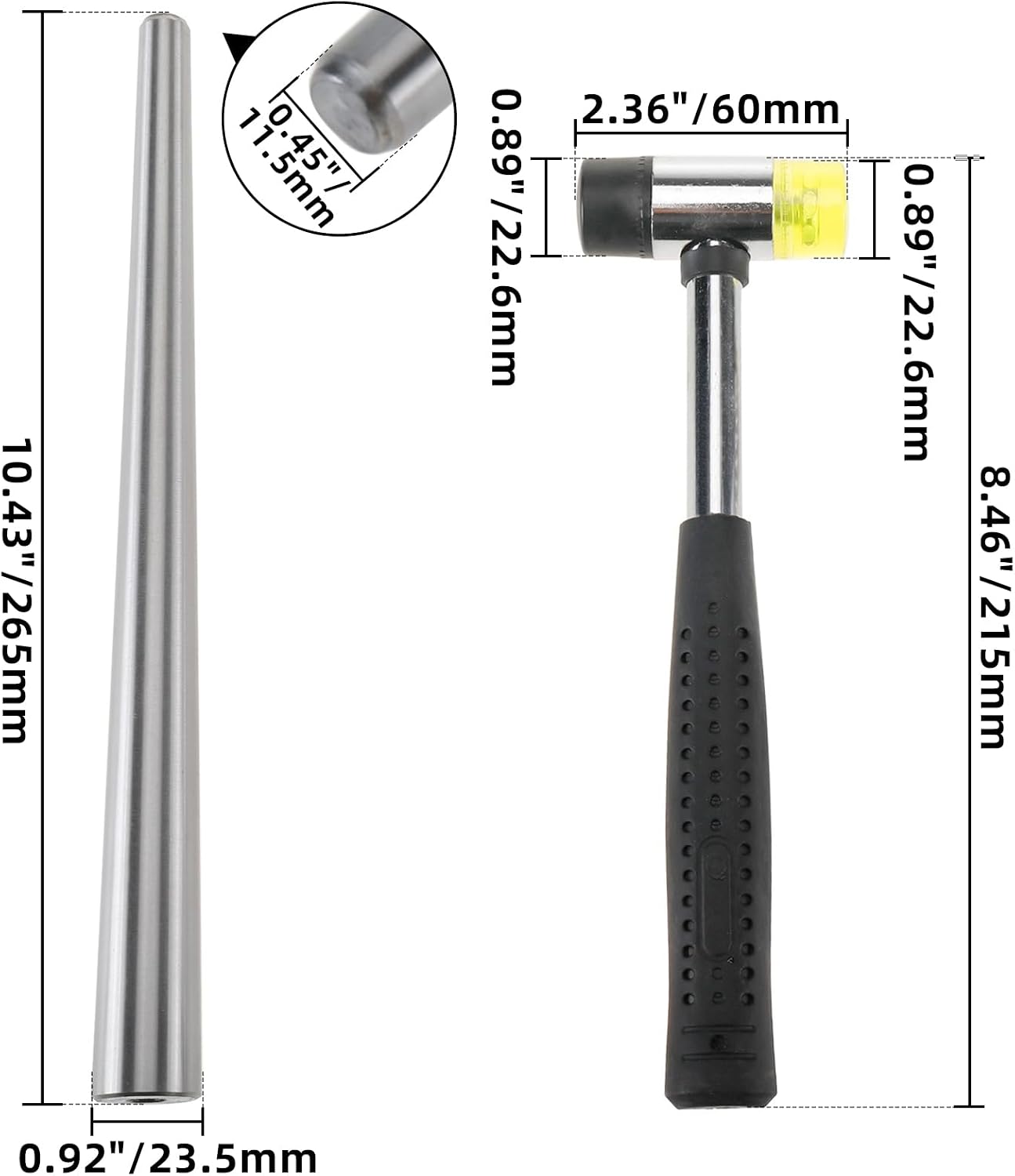 Jewelers Rubber Hammer Mallet with Ring Mandrel Sizer Sizing Adjuster Ring Shaper Ring Enlarger Stick For Ring Enlargement, Ring Repair Tools Jewelry Making Kit