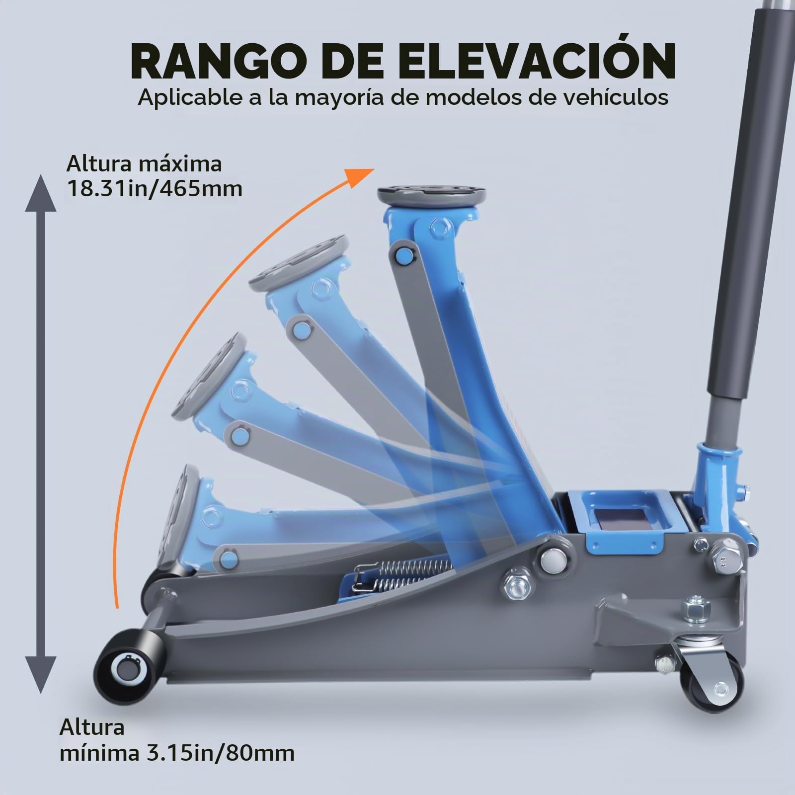 LARBANKE Gato hidráulico de perfil bajo 3 toneladas aluminio acero bomba doble elevación rápida 2993,7 kg