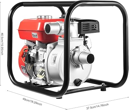 2 Inch Gas Water Pump, 7.5HP 4-Stroke Gas Powered Trash Pump, 918ft3/h High Flow Gasoline Transfer Pump for Farm Irrigation, Fire Rescue, Drainage