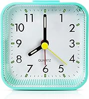 Vista 12 de Pequeño reloj despertador analógico de viaje, funciona con pilas, reloj de mesa de escritorio para niños, relojes despertadores más silenciosos