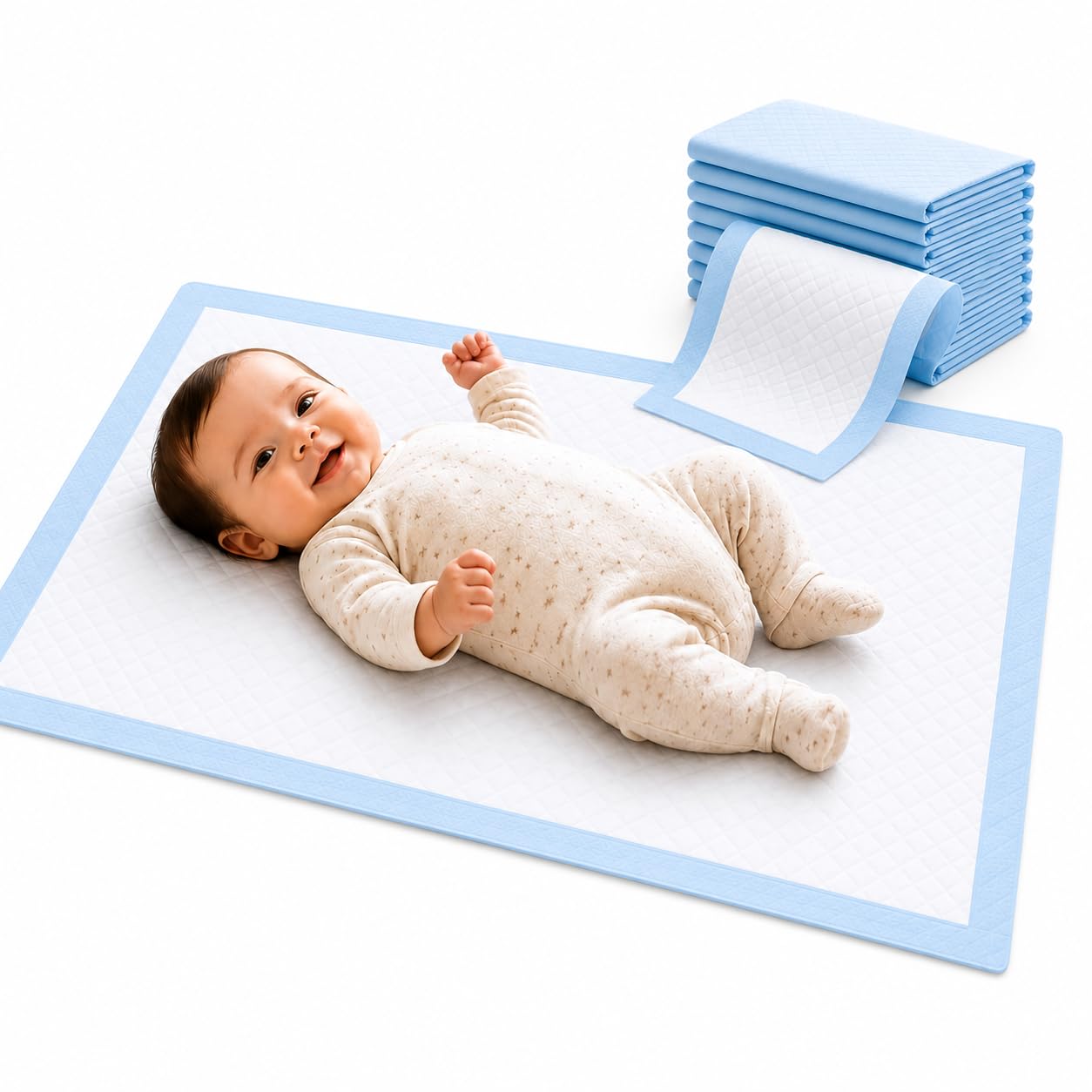 Buyockss 30 Count 60 X 60 Cm Baby Disposable Underpad | Changing Mats | Changing Pads | Baby Waterproof Pads | Waterproof Diaper | Breathable Underpads | Bed Protector| Large Size Mats-image-12