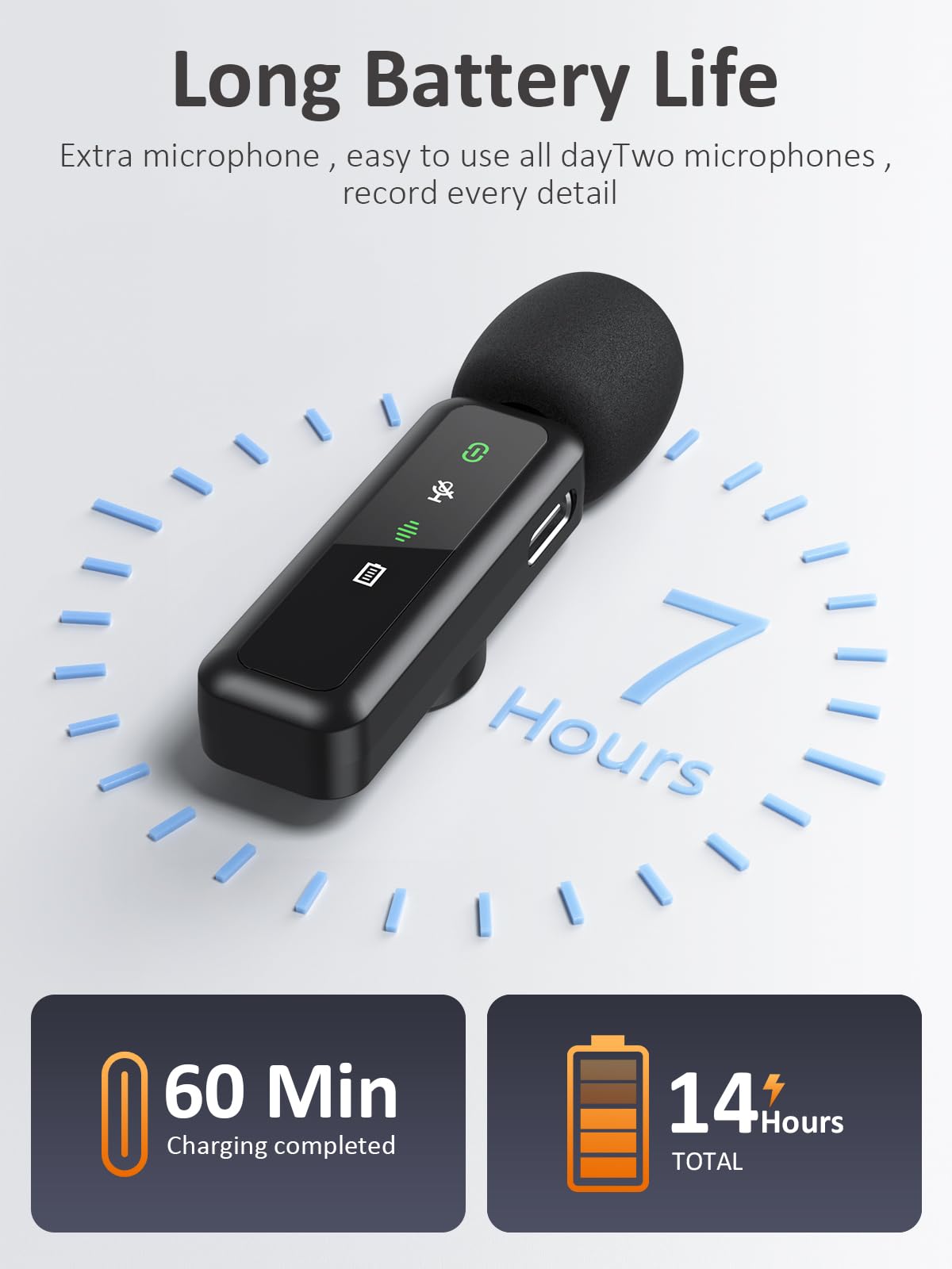 Wireless Lavalier Microphone for iPhone 5-14 Series, LED Display Mini Lav for iPhone with Noise Cancelling, Lapel Mic Wireless 2 pack for Content Creator Video Recording, Vlogging (Lightning Only): USBC RX Mic