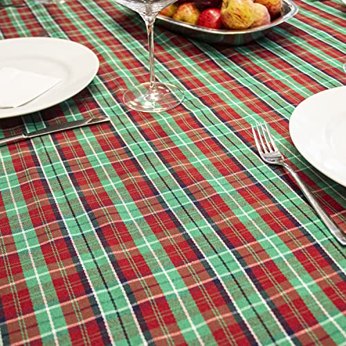 Toalha de Mesa de Natal Xadrez Verde e Vermelha. Linda Toalha de Natal Tecido Nobre, Encorpado e de