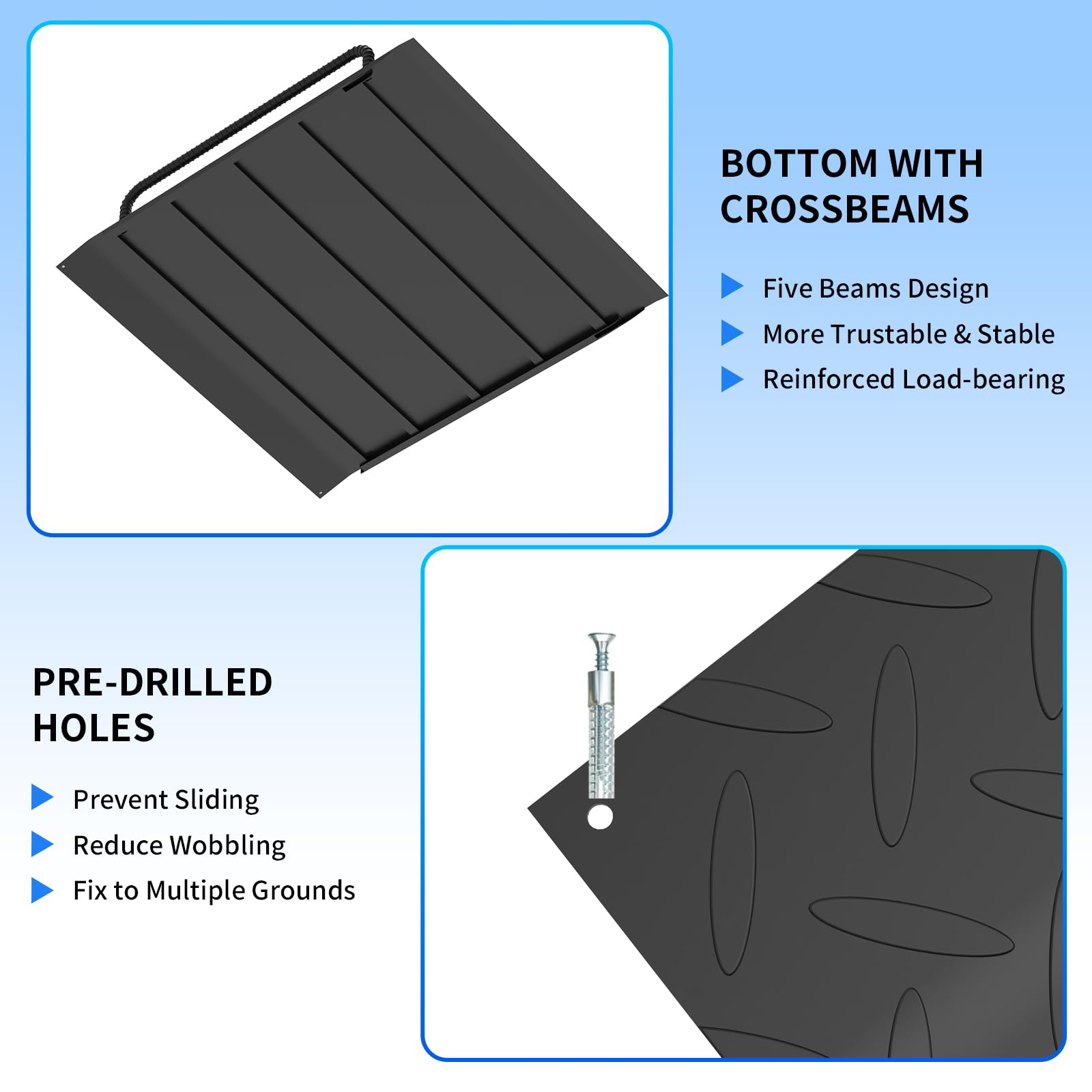 Metal Door Ramp with Handles - Easy Threshold Access -5