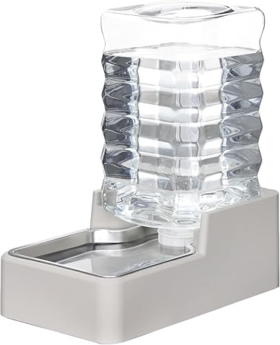 RIZZARI Dispensador de agua para mascotas de acero inoxidable cuenco de gravedad automático a prueba de fugas de 7 litros grande para gatos perros