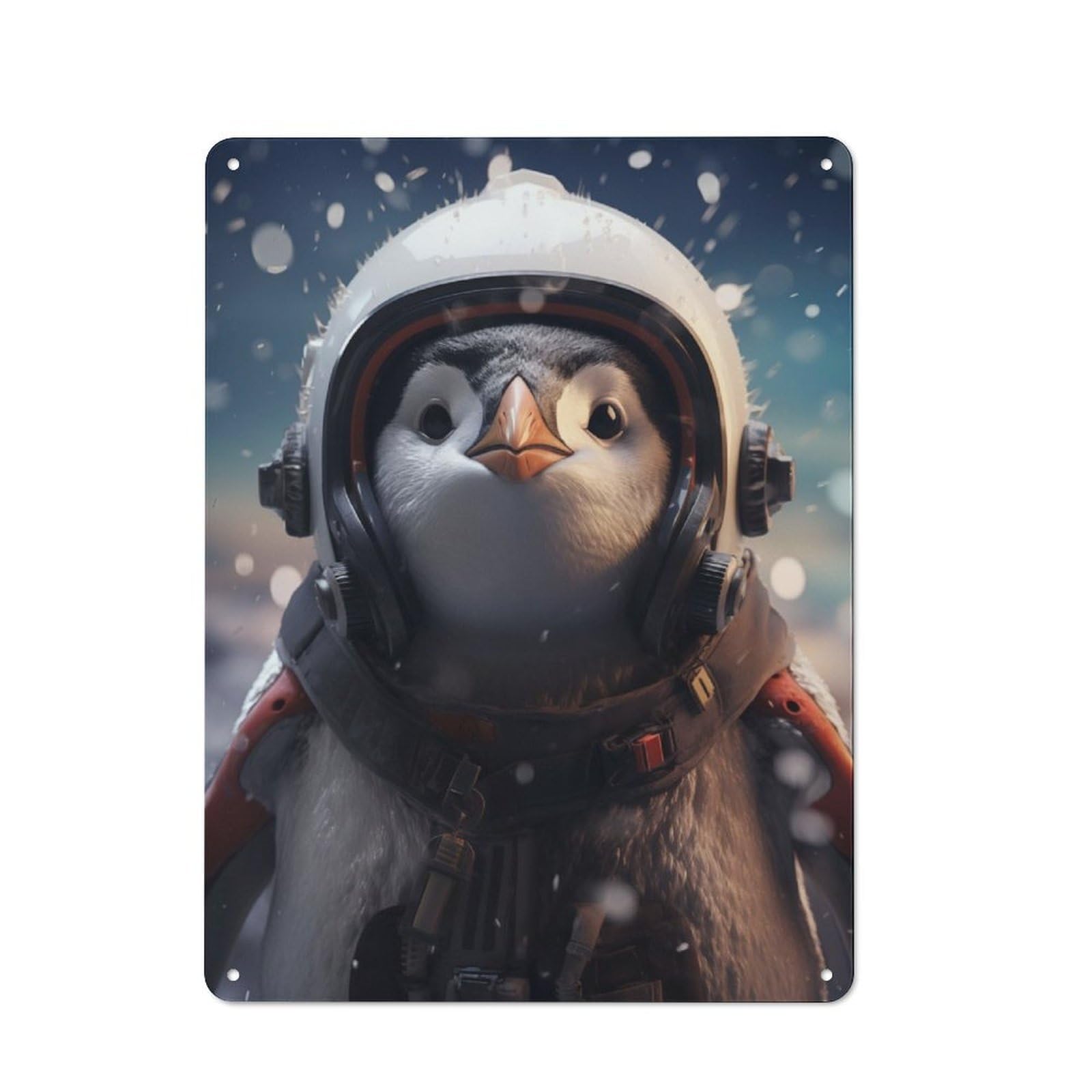 Retro Cute Astronaut Penguin Metal Gift Sign 40x30cm, Home Wall Decor for Flat, Dorm Room, Lounge Or Cafe