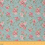 Vintage fleurs Tissus au Metre, belle petite Rose nature thème Tissu 92x150cm pour Chaises et projets de bricolage à la maison, décoration florale Tissu imperméable