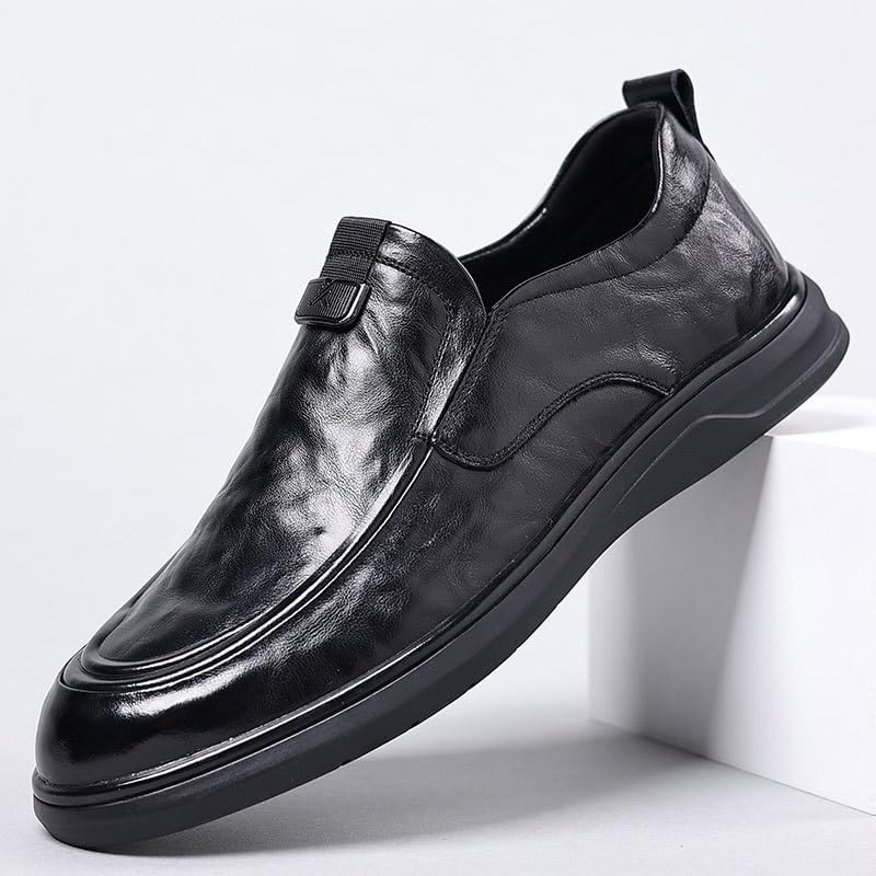 Men's Casual Slip On Shoes Soft Loafers for Men Lightweight Driving Boat Shoe Toe Uniform Dress and Work Shoes Resistant Water Resistant Black
