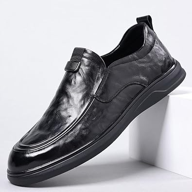 Men's Casual Slip On Shoes Soft Loafers for Men Lightweight Driving Boat Shoe Toe Uniform Dress and Work Shoes Resistant Water Resistant Black