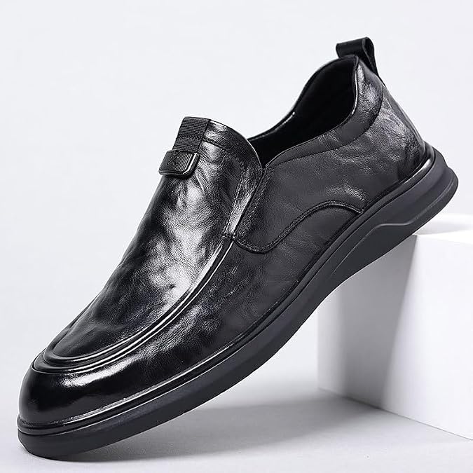 Men's Casual Slip On Shoes Soft Loafers for Men Lightweight Driving Boat Shoe Toe Uniform Dress and Work Shoes Resistant Water Resistant Black