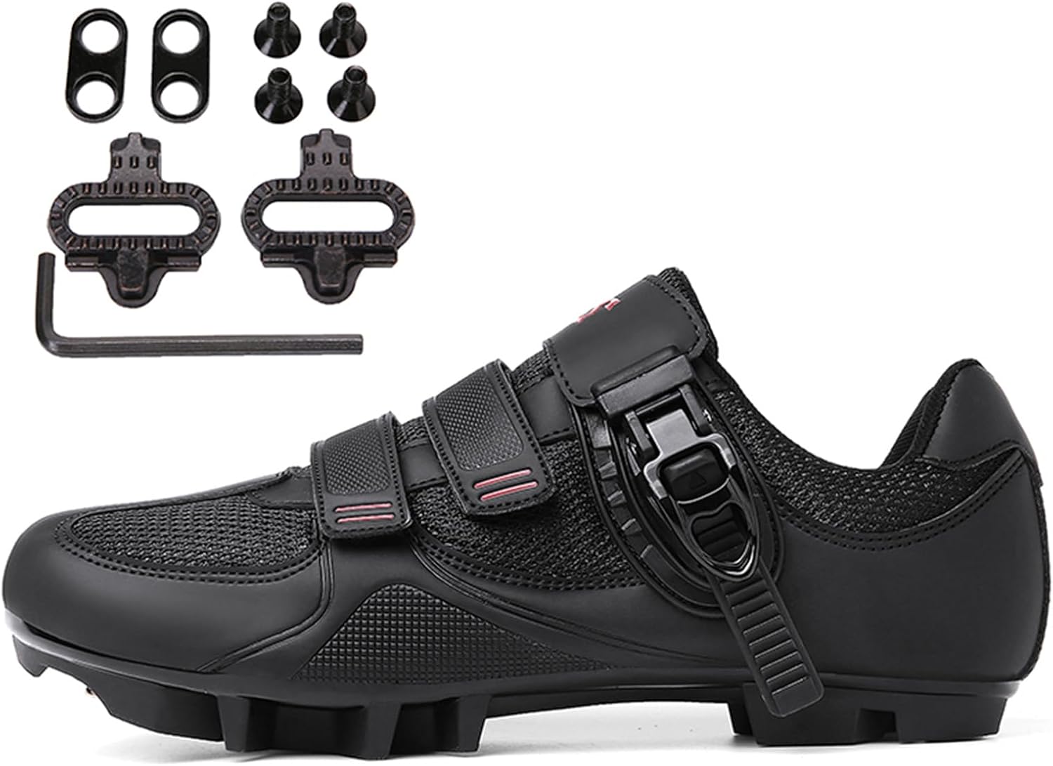 JiuQing Mountain Bike Shoes Men Compatible with 2-Bolts SPD Cleats Outdoor MTB Cycling Shoes