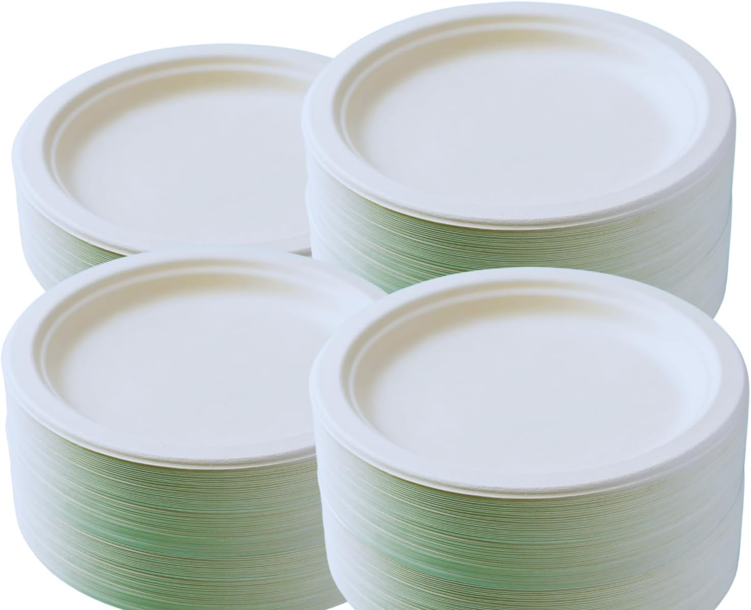 Disposable Sugarcane Bagasse Heavy Duty Sturdy 9 inch Paper Plates, 500 Count, 100% Compostable, PFAS Free, Biodegradable, Eco-Friendly, Microwavable