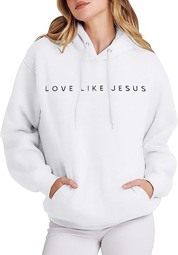 Miniatura 4 de LUKYCILD Camisetas cristianas para mujer Love like Jesus Faith Shirts Religious God Sudadera de gran tamaño con capucha
