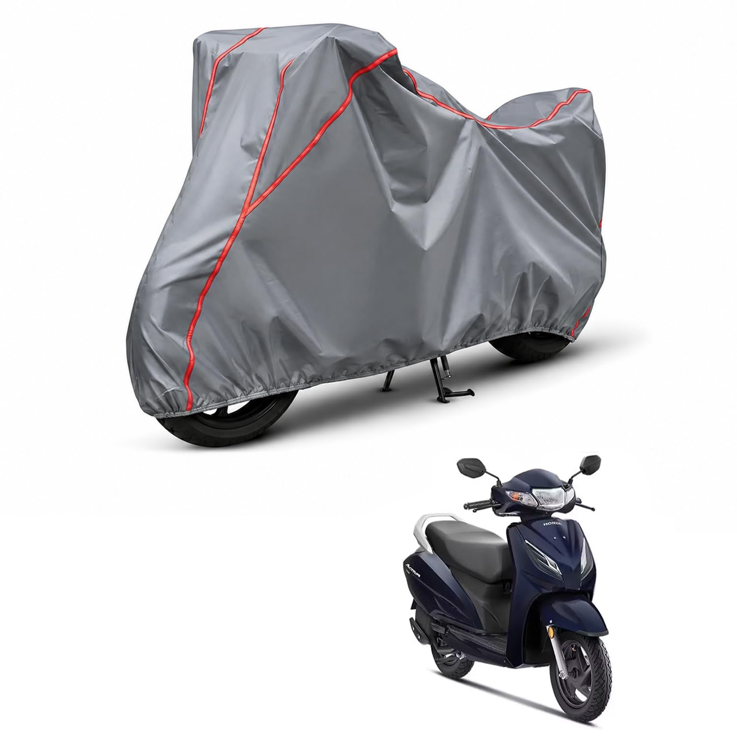 Water Resistant & Dustproof Scooty Cover Compatible with Honda Activa 3G, 4G, 5G, 6G, 125, E, i (All Models) | Heavy Duty | UV Resistant, Heat Protection | Elastic Bottom Grip-image-48