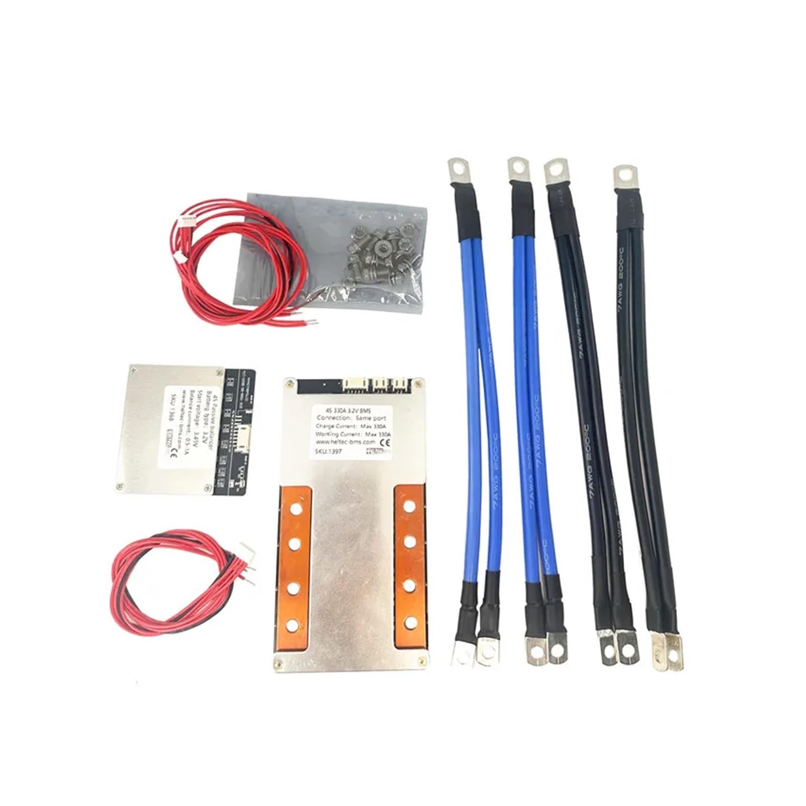 Płyta BMS, Uruchomienie wózka 24V BMS 300A 8S 300A 350A Ochrona akumulatora litowo-jonowego RV z kablem 8AWG z miedzianym noskiem(8S 300A 3.2V Same)