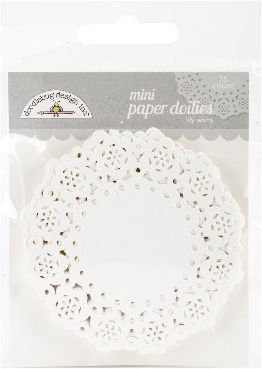 Doodlebug Mini Doilies (75 Pack), Lily White